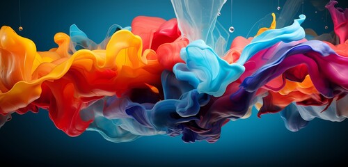 Dynamic liquid swirls creating an explosion of color against an abstract backdrop, a stunning display of fluid artistry
