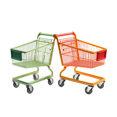 Supermarket Carts isolated on white or transparent background
