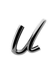 Chrome 3D Letter u, metallic, lowercase, isolated on transparent background with realistic reflections © Youandigraphics