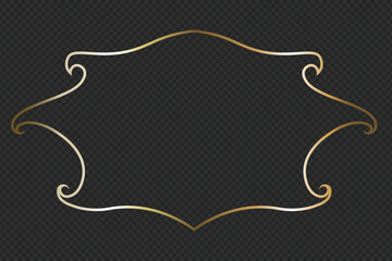 3D Metal Gold Shining Decorative Frame Template. Isolated on Transparent Background. Ramadan Kareem and Eid Mubarak Frame Design Element. Shining Golden Metal Frame for Islamic or Traditional Concept.