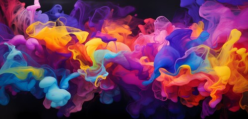 Dynamic liquid swirls creating an explosion of color against an abstract backdrop, a stunning display of fluid artistry