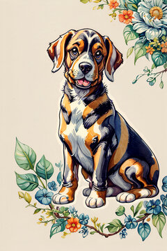 Basset Hound Dog Illustration