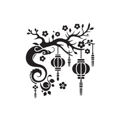 Timeless Elegance: Chinese New Year Decoration Silhouette, Capturing the Essence of Traditions, a Stellar Addition to Your Chinese New Year Silhouette Collection
