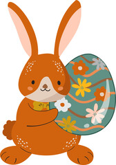 Happy Easter , Easter bunny. Modern egg, bunnies  Rabbit  spring festive Element

