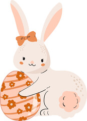 Happy Easter , Easter bunny. Modern egg, bunnies  Rabbit  spring festive Element