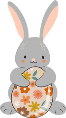 Happy Easter , Easter bunny. Modern egg, bunnies  Rabbit  spring festive Element