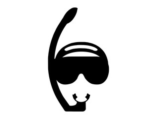Snorkel diving mask silhouette vector art white background