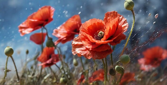 poppy flowers in the field © Saim