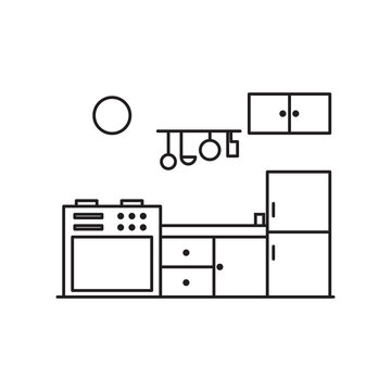 kitchen set line logo design vector image