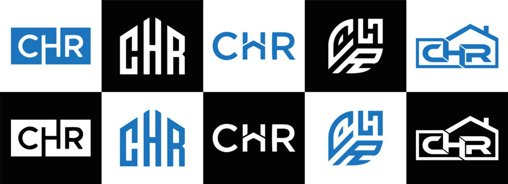 CHR logo. CHR set , C H R design. White CHR letter. CHR, C H R letter logo design. Initial letter CHR letter logo set, linked circle uppercase monogram logo. C H R letter logo vector design.	
