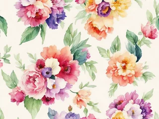 Fotobehang Seamless Drawing Watercolor Floral Blossom Botanical Texture Painting Flower Pattern Fabric Print Nature Background Illustration.Retro Vintage Spring Pink Color Plant Garden Painting Wallpaper Design. © safu10190