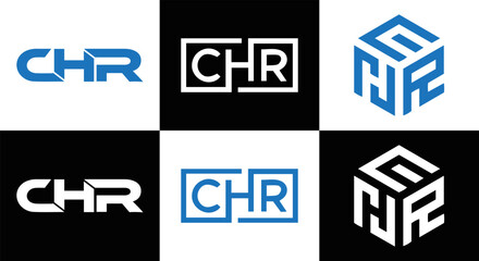 CHR logo. CHR set , C H R design. White CHR letter. CHR, C H R letter logo design. Initial letter CHR letter logo set, linked circle uppercase monogram logo. C H R letter logo vector design.	

