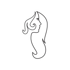 beauty women long hair line logo design vector image