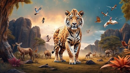 Surreal Safari, Animal Zoo, Jungle  - obrazy, fototapety, plakaty