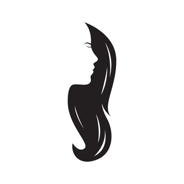 beauty women long hair logo design vector image