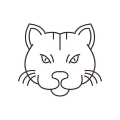 fat cat head line logo design vector image