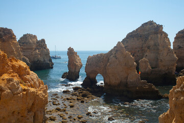 Ponta da Piedade cliffs & arches. Travel destination in Europe.