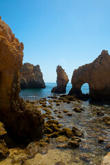 Ponta da Piedade cliffs & arches. Travel destination in Europe.