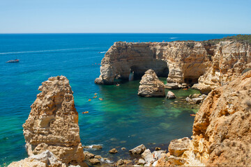 Fototapeta premium Marina Beach arches (Praia da Marinha) in Lagoa, Faro District, Algarve, Southern Portugal.