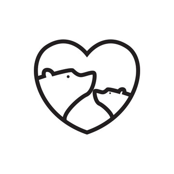 polar bear love line logo design vector image