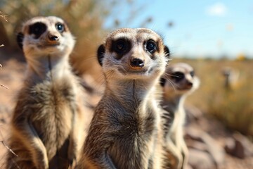 Meerkats as detectives solving a mystery in the desert