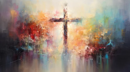 Fotobehang abstract painting of faith and religious and god, ai © Rachel Yee Laam Lai