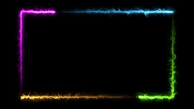 Abstract glowing neon rectangle border frame in the shape rectangle glowing and futuristic energy line animation. 4K.