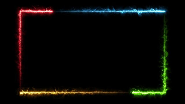 Abstract glowing neon rectangle border frame in the shape rectangle glowing and futuristic energy line animation. 4K.