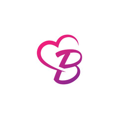 Fototapeta premium Heart shape letter B logo