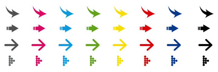 Arrows icon set. Arrow collection vector illustration. Colorful arrow symbols. - obrazy, fototapety, plakaty
