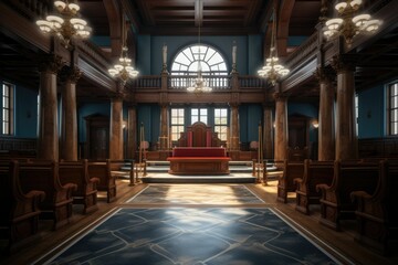 A spacious church without people. - obrazy, fototapety, plakaty