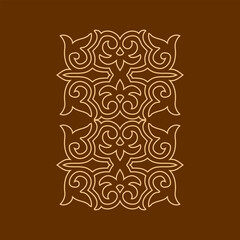 Vintage ornate linear ornaments in Kazakh traditional style. Asian floral designs. Abstract Asian elements of the national pattern of the ancient nomads of the Kyrgyz, Mongols, Kazakhs, Tatars.