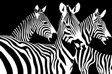 Zebras in black and white stripes. vektor icon illustation