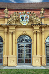 Detail of Orangery building in the palace garden of Erlangen, Germany - 702904935