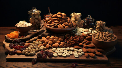 Obraz na płótnie Canvas Set of nuts and dried fruits