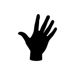 Black silhouette of an open hand with spread fingers on a white background.