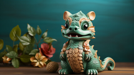 green dragon figurine. chinese new year concept