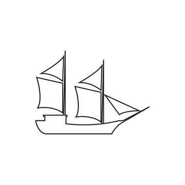 sailing boat line logo design vector image