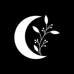 crescent flower night logo design vector image