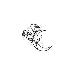 flower crescent logo design vector image