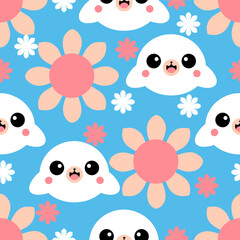 Happy cute sweet seamless wallpaper background vector