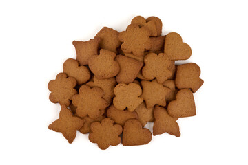 Fresh ginger cookies, gingerbread, isolated on white background.
