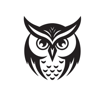 Modern minimal owl illustration. Linear owl logo.