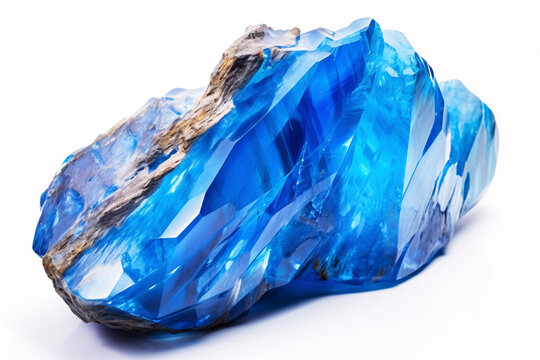 A semiprecious azure gem isolated on white, representing geological mineralogy.