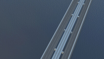 Representation of the Messina bridge, Italy, BIM, Project, 3d rendering, 3d illustration	
