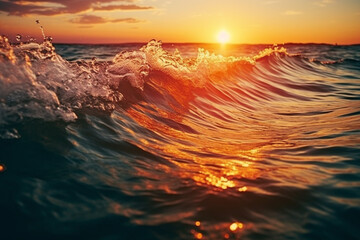 A ocean wave footage with sunset scenery