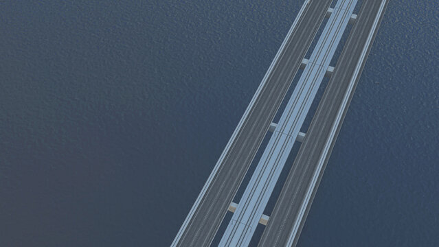 Representation of the Messina bridge, Italy, BIM, Project, 3d rendering, 3d illustration	

