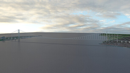 Representation of the Messina bridge, Italy, BIM, Project, 3d rendering, 3d illustration
- 702909310