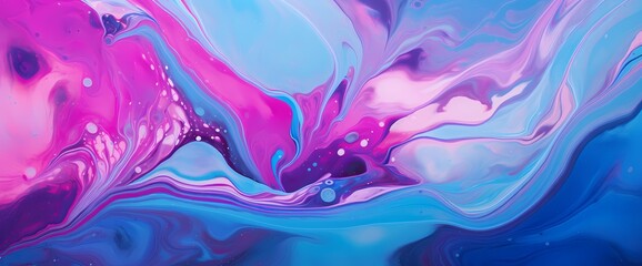 Close-up on a marbled surface, where a symphony of colors unfolds, including vibrant shades of purple, pink, and blue.