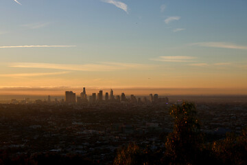 sunset over the city of Los Angeles